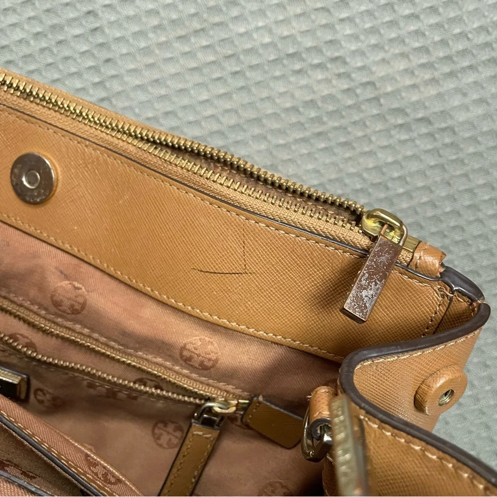 Tory Burch Robinson‎ Leather Tote Bag Brown with Original Fabric Bag